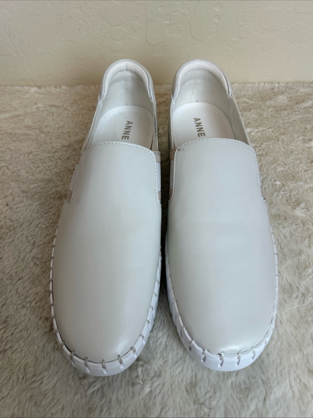 Anne Klein Rise Up Slip On Platform Sneaker White Sz 9